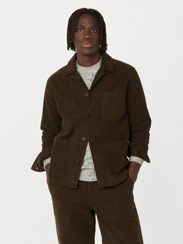 Essential Men's Puffer JacketsThe Moleskin Overshirt in Dark Taupe