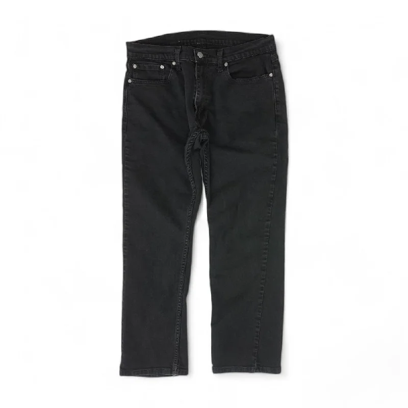 Men's Pants with Graphic Prints559 Black Solid Relaxed Jeans