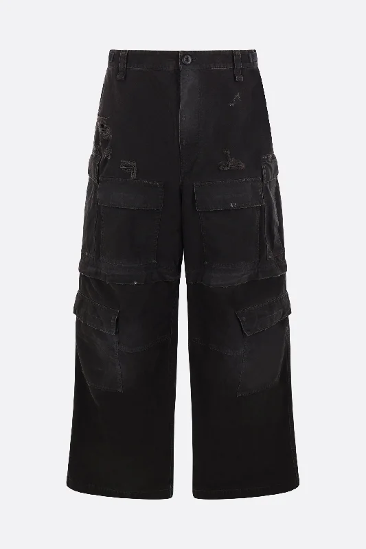 Men's Pants with Pleated Frontsdistressed cotton oversize cargo trousers