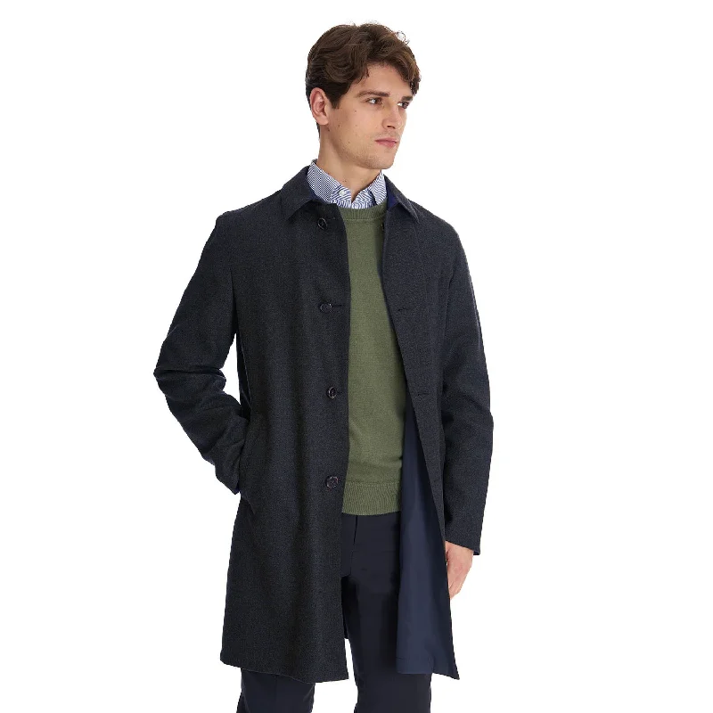 Men's Coats with Convertible CollarsBLUE DOUBLE-FACED COAT