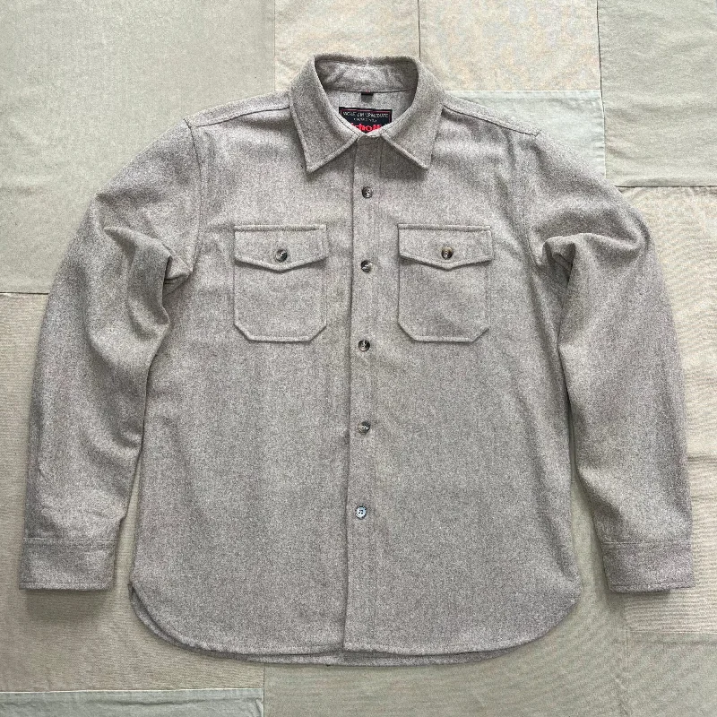 Men's Coats with Snap ButtonsCPO Wool Button Down Shirt, Taupe