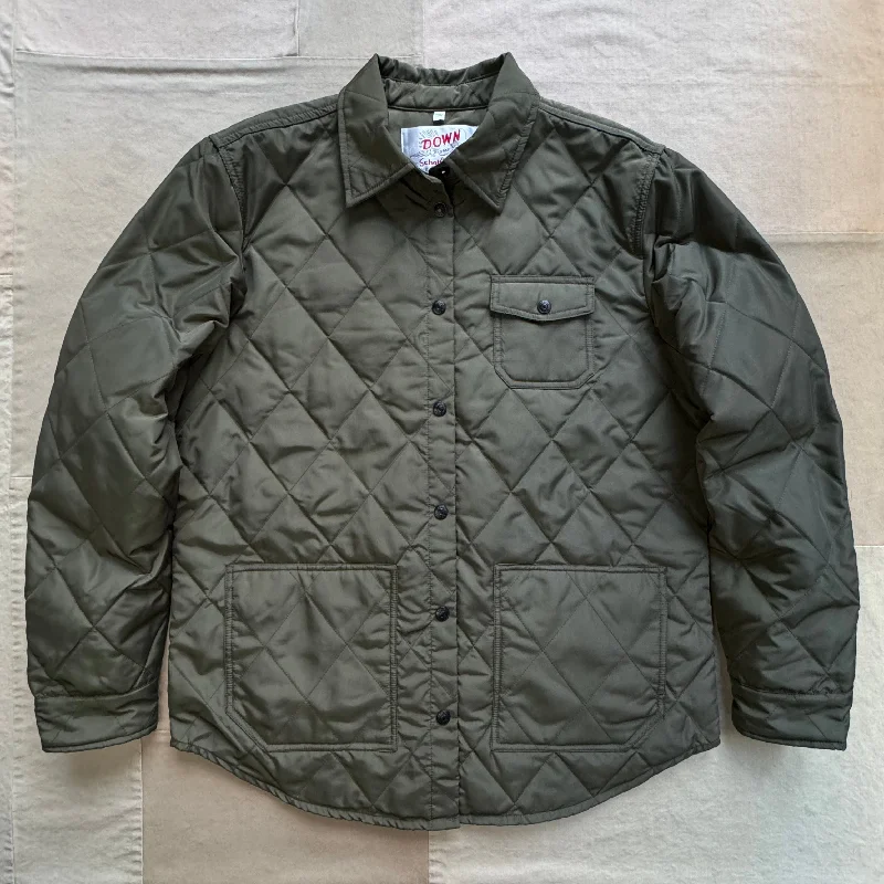 Men's Coats with Velcro ClosuresDown-filled Quilted Shirt Jacket, Olive