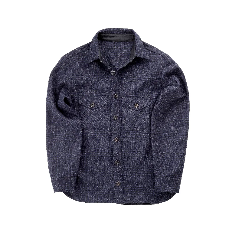 Men's Coats with LiningFox Tweed Indigo and Black Ink Prince of Wales Overshirt