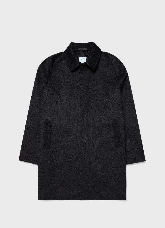 Men's Coats with Down InsulationMen's Cashmere Car Coat in Charcoal Melange