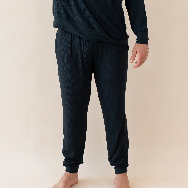 Men's Drawstring Pants for AdjustabilityMen's Ribbed Jogger Pant in Midnight