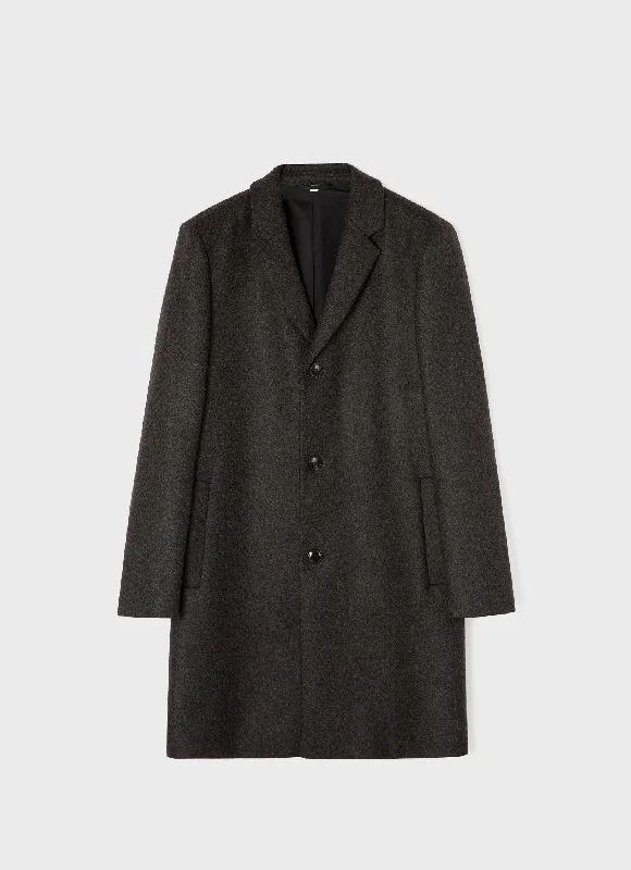 Men's Coats for RunningMen's Wool Cashmere Overcoat in Charcoal Melange