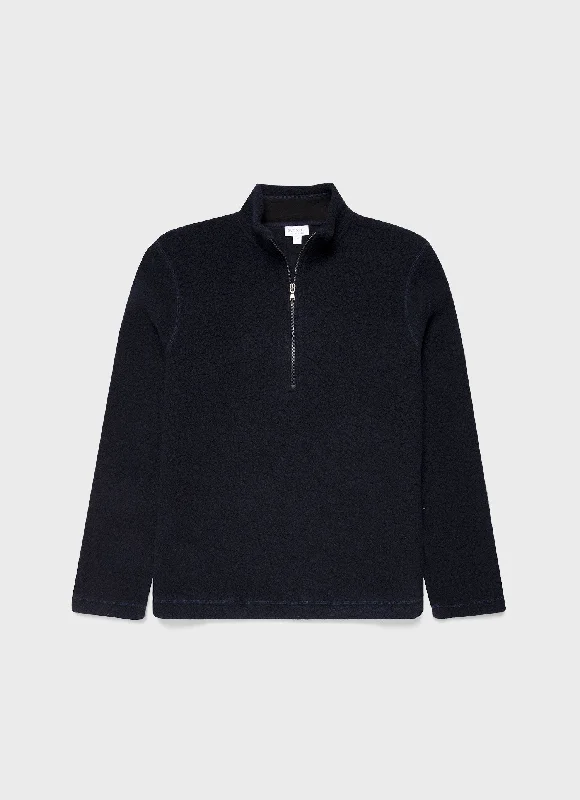 Men's Coats with Chest PocketsMen's Wool Fleece Zip Neck in Navy