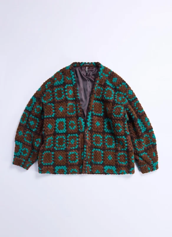 Men's Coats with Synthetic InsulationWool Polyester Crochet Cardigan