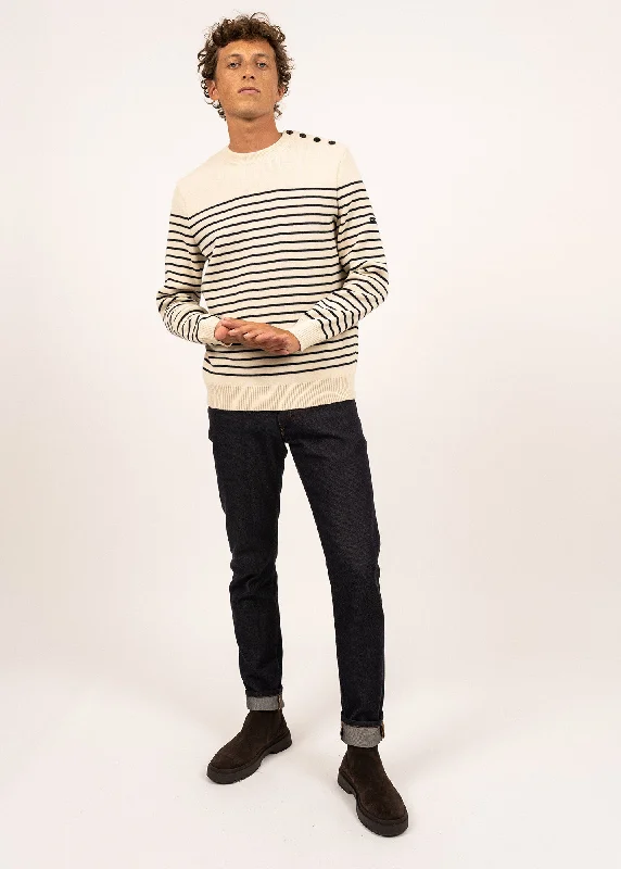 Solid-Colored Men's ShirtsBinic striped sailor jumper - regular fit, in pure new wool (ECRU/MARINE)