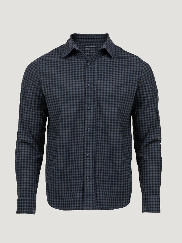 Men's Shirts with Antimicrobial TreatmentBlack + Navy Gingham Long Sleeve Button Up