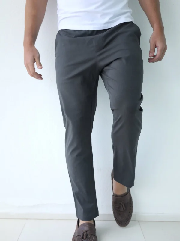 Men's Pants with Faux Leather PatchesAmalfi Trousers - Grey