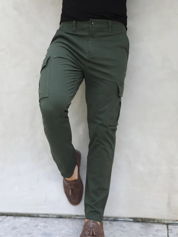 Layered Men's OverallsCargo Trousers - Khaki Green