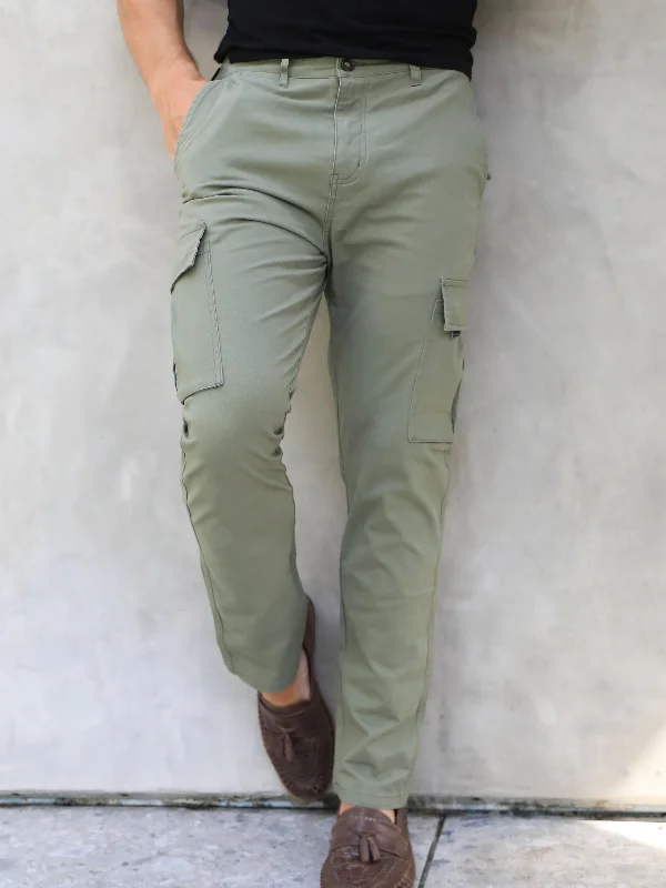 Men's Pants with Stain-Resistant TreatmentCargo Trousers - Green