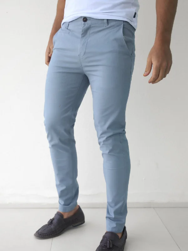 Men's Patterned Pants with PlaidsStretch Chinos - Grey