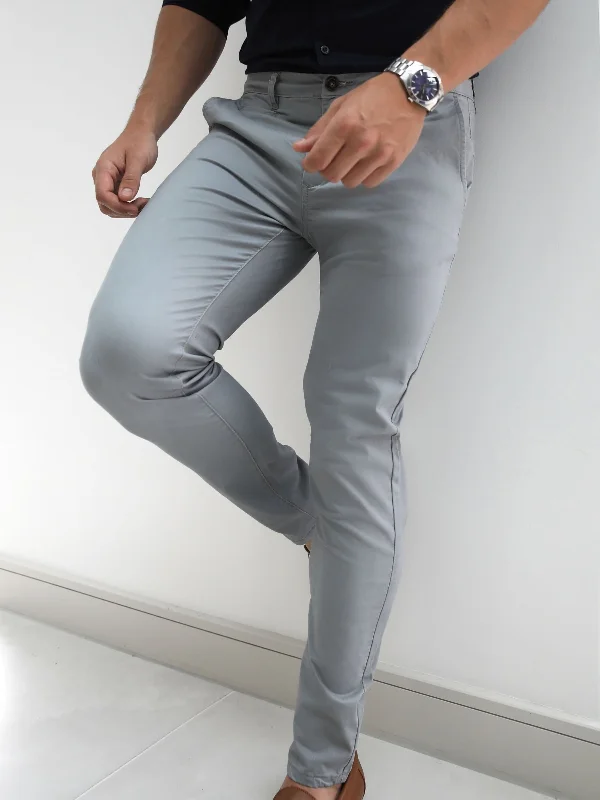 Men's Casual Pants for Everyday WearStretch Chinos - Light Grey