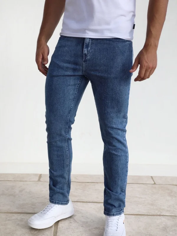 Men's Pants with Shallow PocketsVol.10 Slim Jeans - Blue