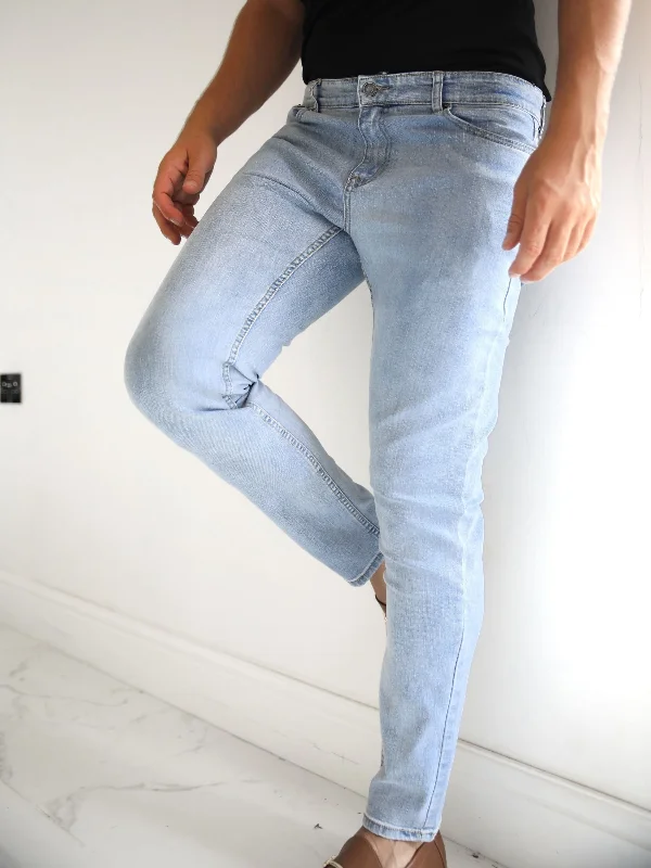 Men's Pants with Belt LoopsVol. 9 Slim Jeans - Light Blue