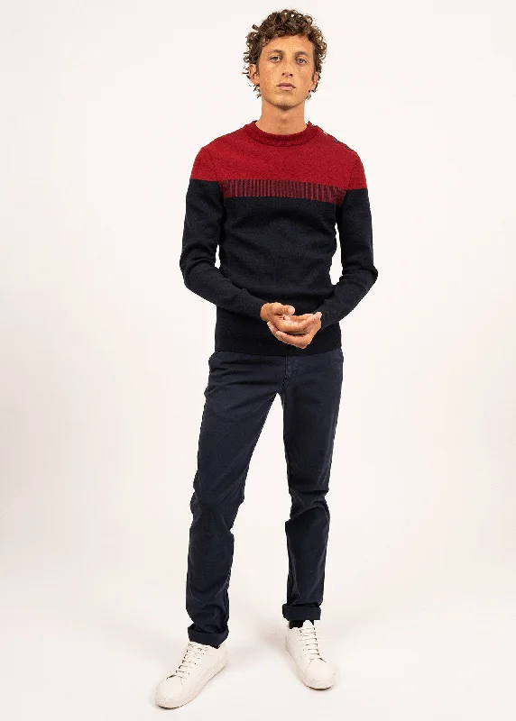 Men's Shirts with Belt AttachmentsBretagne sailor jumper - slim fit, in pure new wool (MARINE/PERSAN)