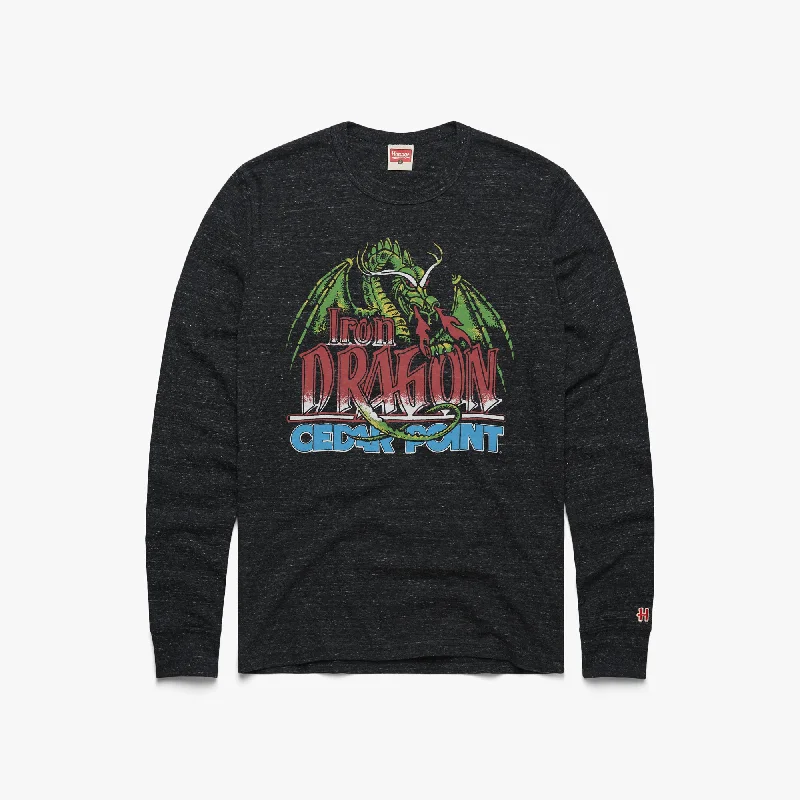 Striped Men's TopsCedar Point Iron Dragon Long Sleeve Tee