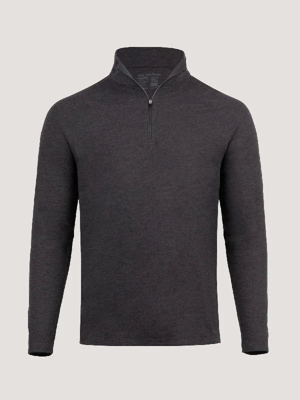 Men's Shirts with Contrast StitchingCharcoal Tech Quarter Zip