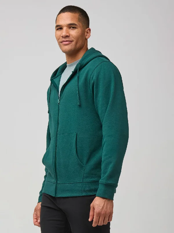 Men's Shirts for CampingDark Emerald Zip-Up Hoodie