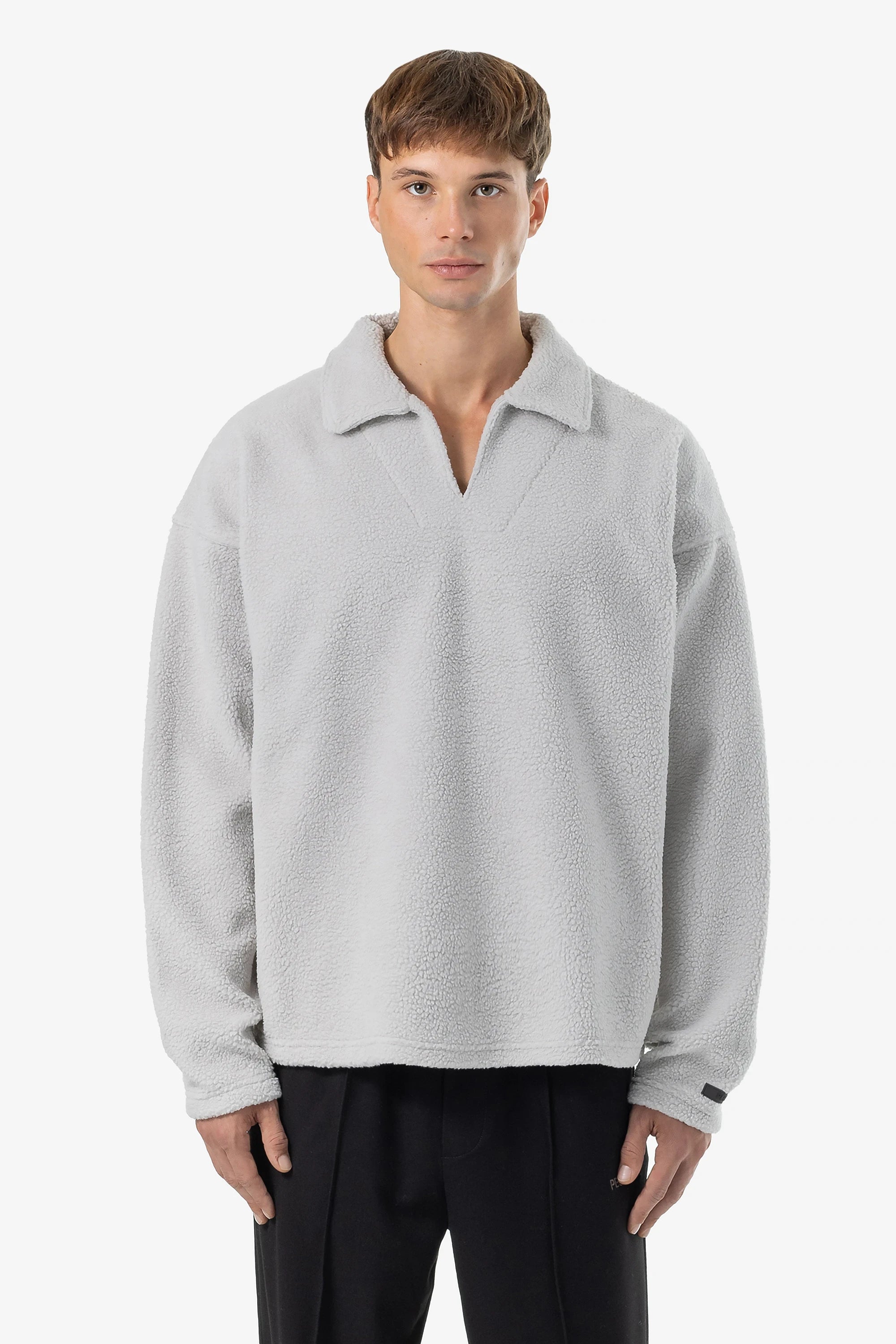 Men's Shirts with Barrel CuffsGrand Fleece Collar Longsleeve Clear Grey