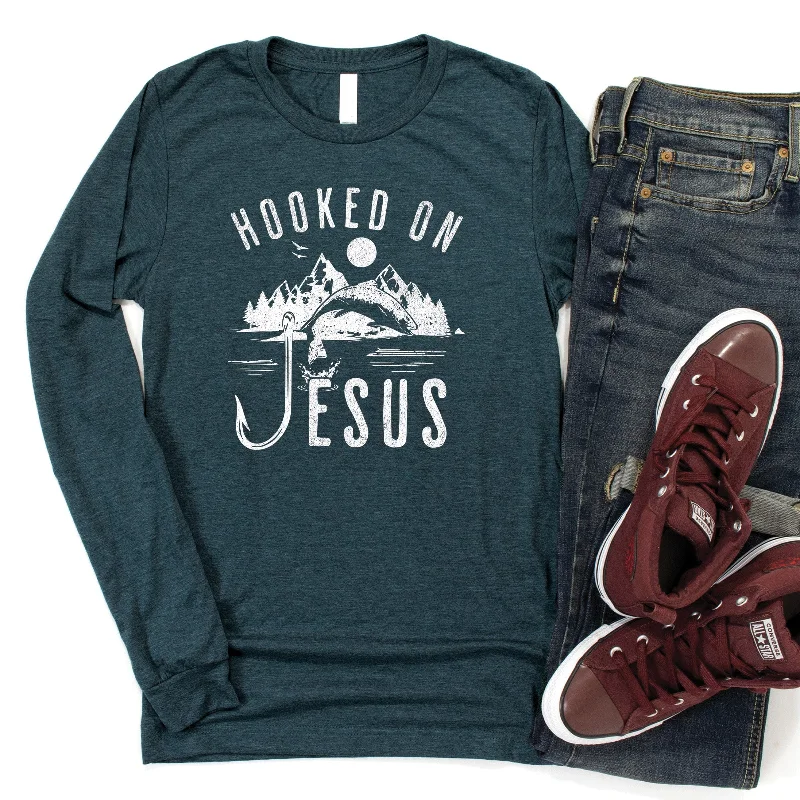 Men's Casual Shirts for Everyday WearHooked On Jesus Long Sleeve