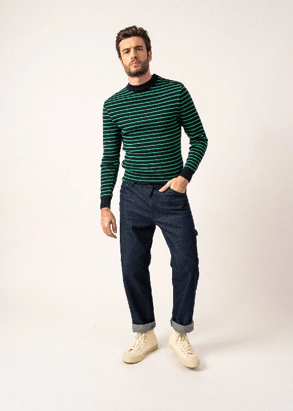 Men's Shirts with Double-Breasted DesignsMatelot authentic striped sailor jumper - slim fit, in pure new wool (MARINE/TREFLE)