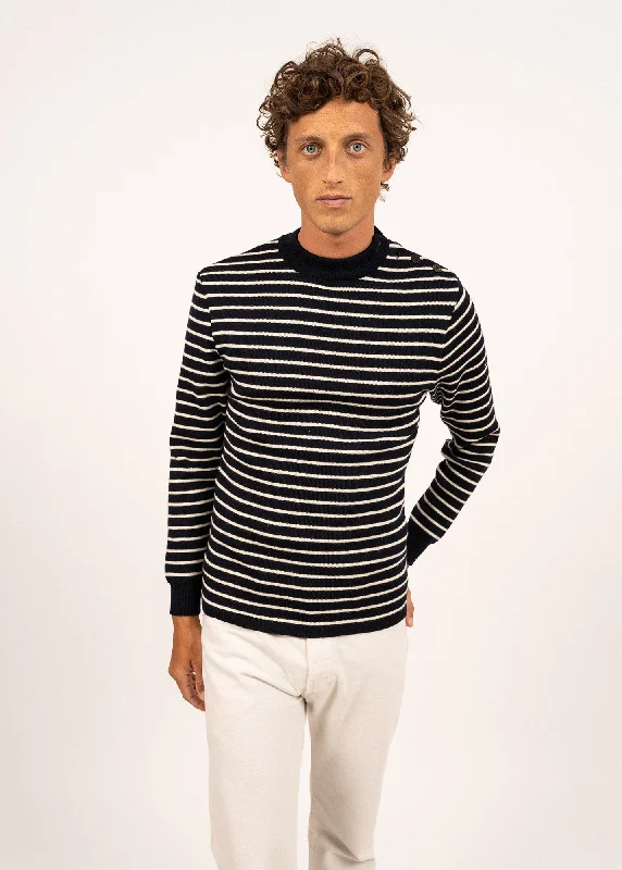 Men's Shirts with Floral PrintsMatelot authentic striped sailor jumper - slim fit, in pure new wool (MARINE/ECRU)