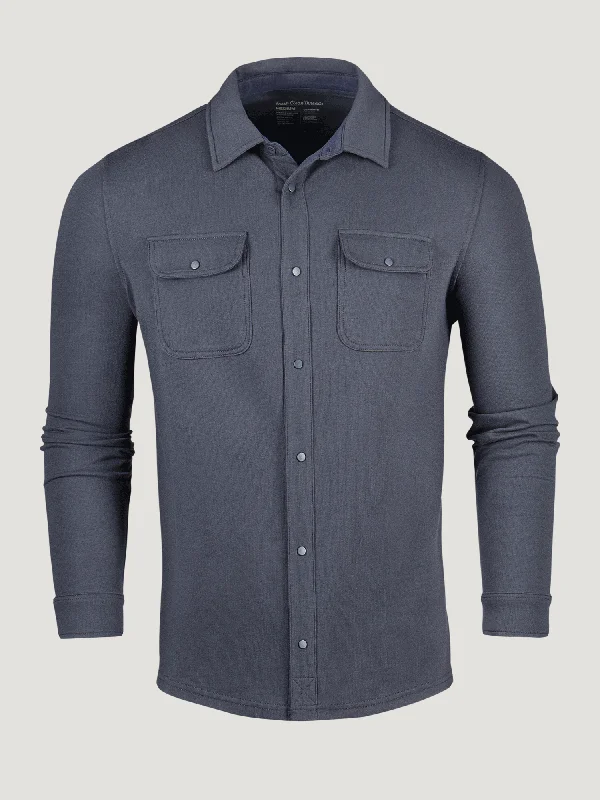 Men's Shirts with Belt LoopsOdyssey Blue Button Up Shacket