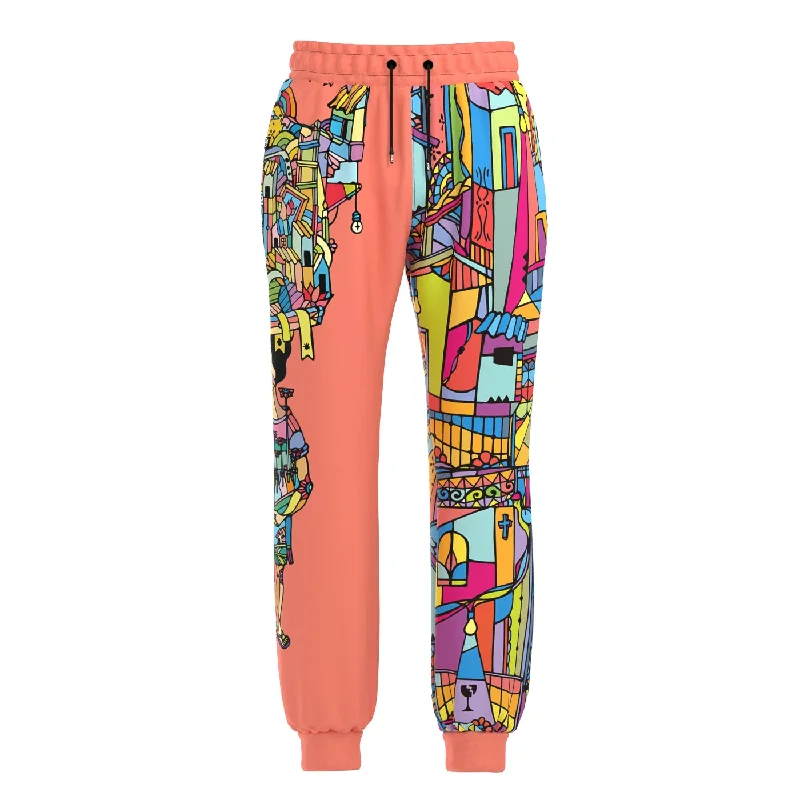 Men's Pants with Embroidered DesignsPorta Peach Sweatpants