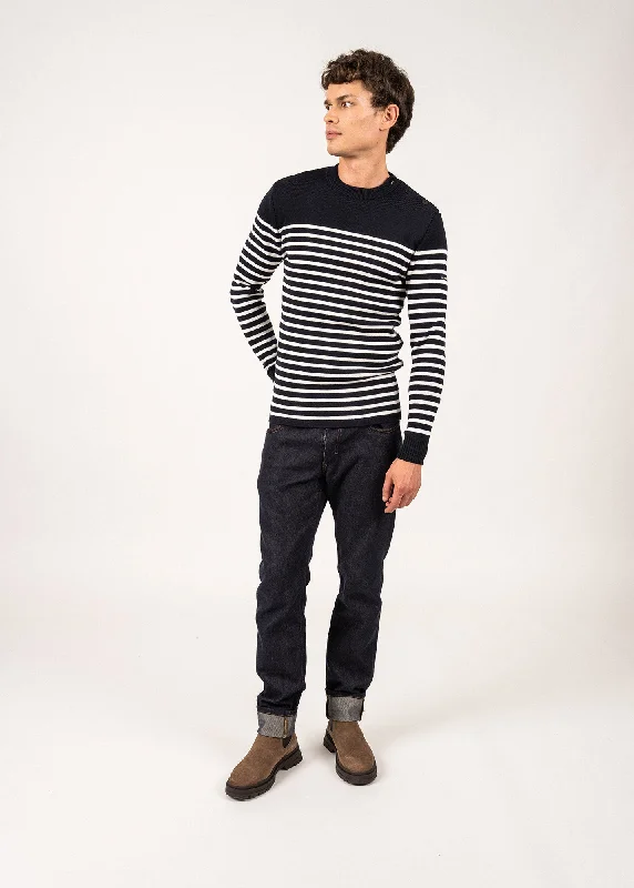 Men's Shirts with Short PlacketsRochefort striped sailor jumper - slim fit, in merino wool (NAVY/ECUME)