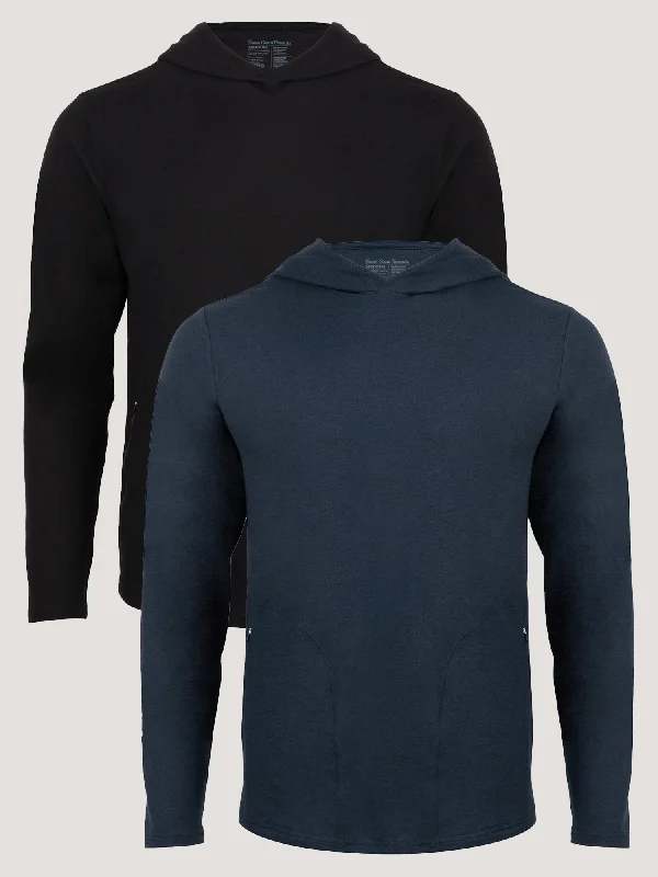 Men's Shirts with Pocket SquaresTech Pullover Hoodie Black + Navy 2-Pack