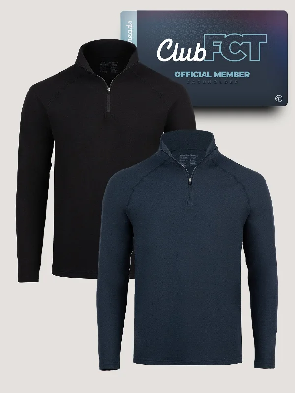 Men's Unique and Designer TopsTech Quarter Zip Black + Navy Member 2-Pack